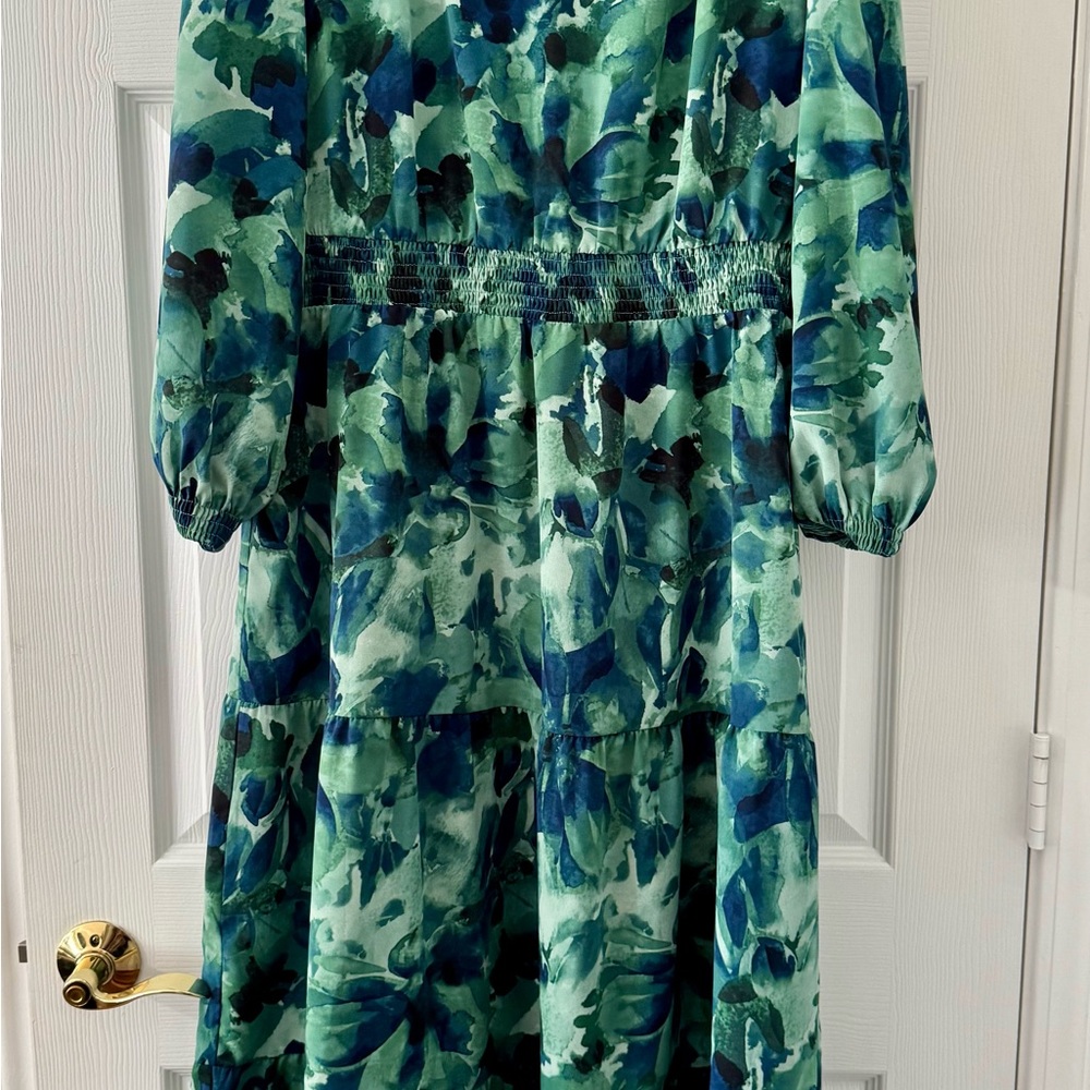 Floral Green and Blue Dress